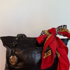 Ralph Lauren Croco Embossed Leather Large Bag